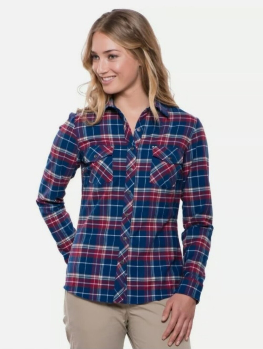 Kuhl Alina Blue Red Plaid Long Sleeve Button Up Outdoor Shirt Women's Sz Medium